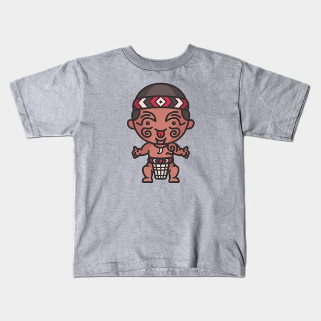 Cute Traditional Maori Cartoon Kids T-Shirt by SLAG_Creative